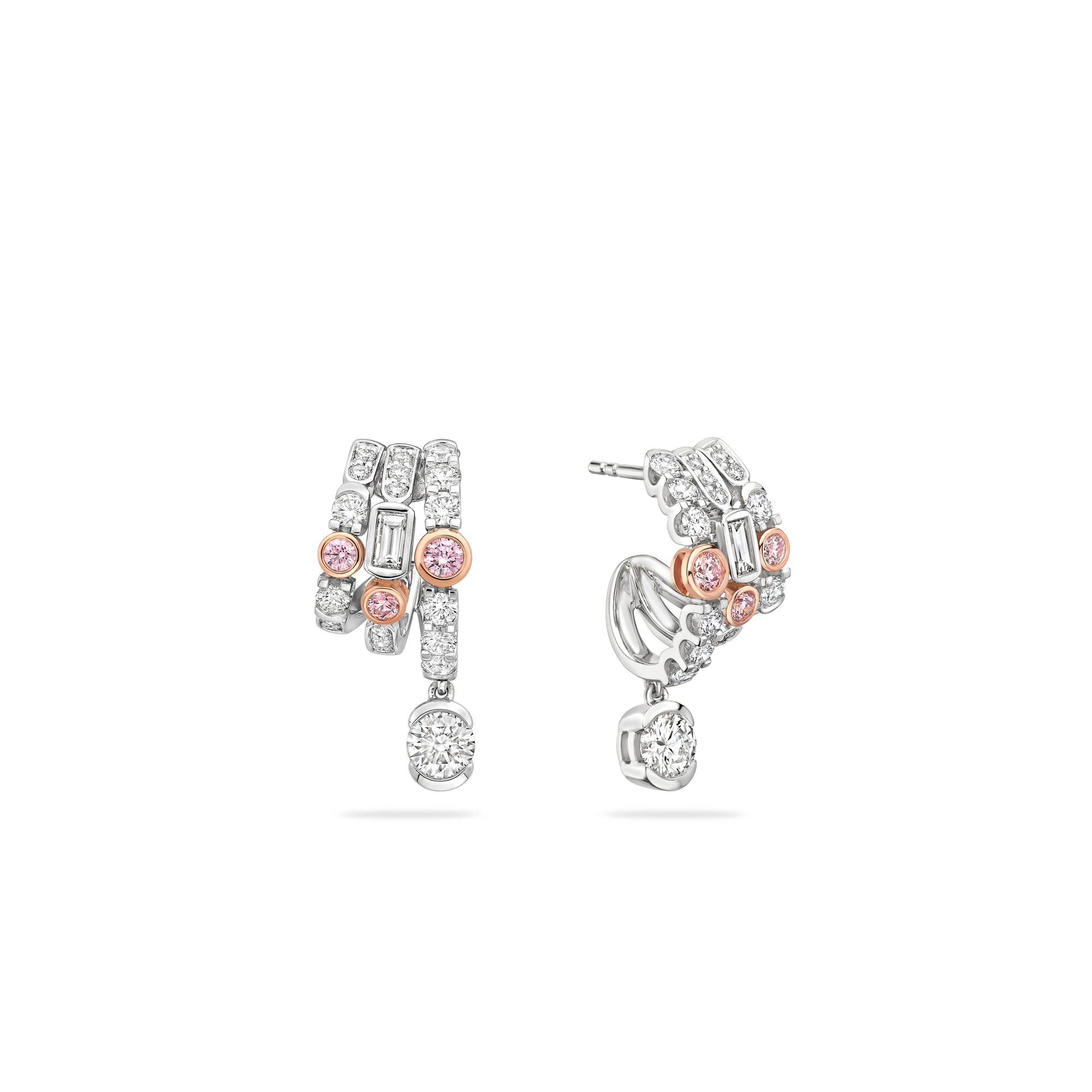 Play of Light Pink Diamond Platinum Earrings