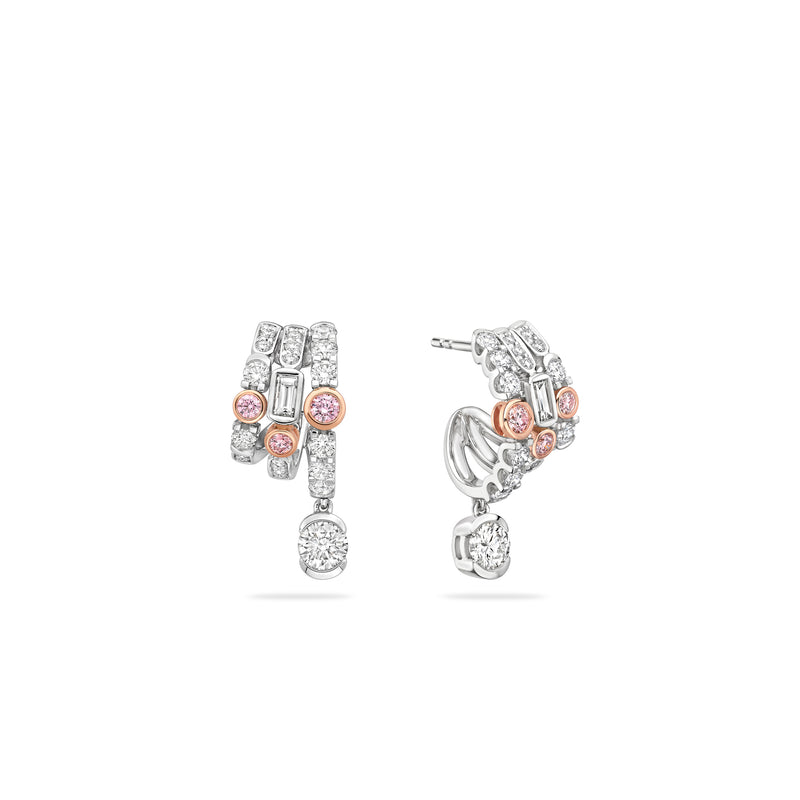 Play of Light Pink Diamond Platinum Earrings