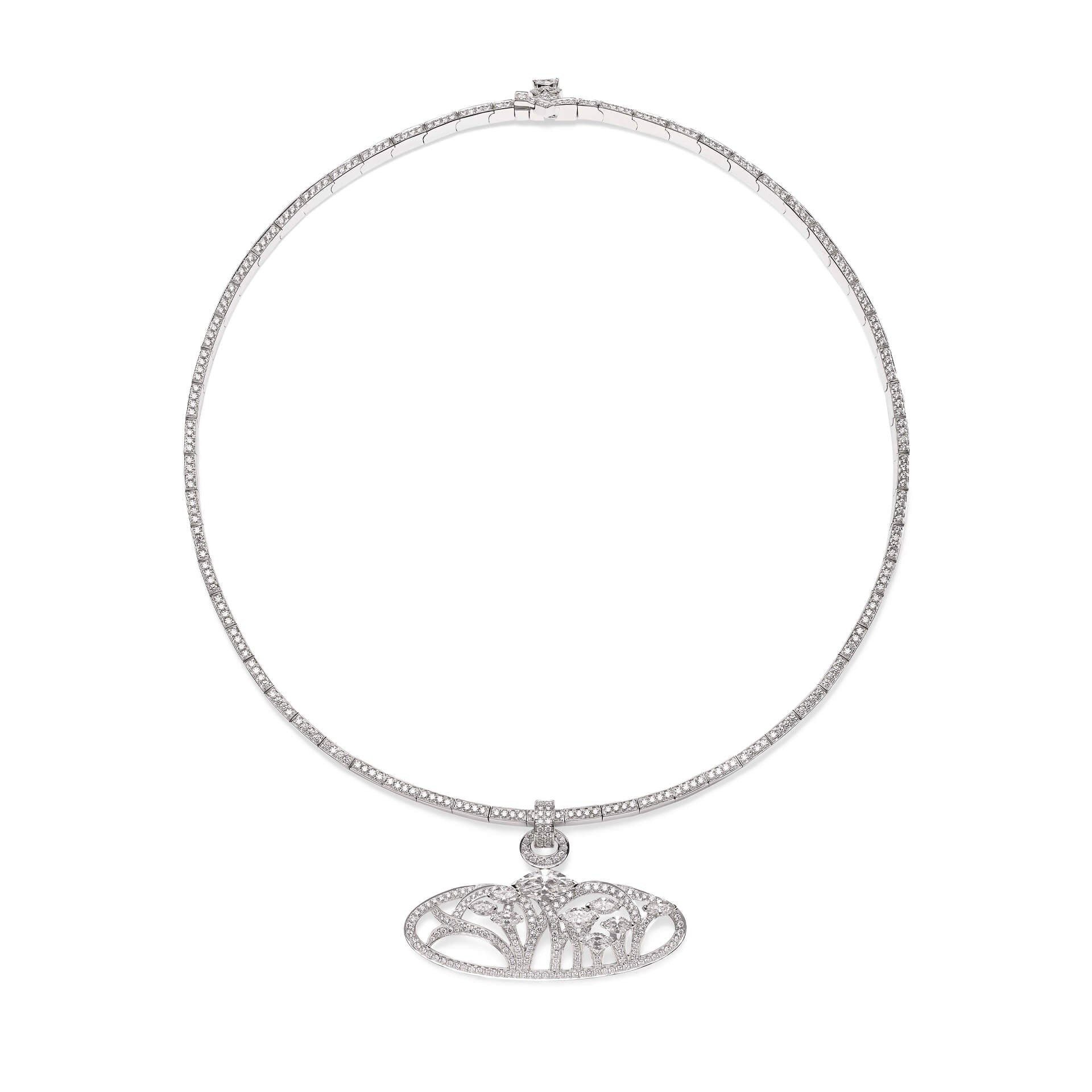 Wood on the Downs Marquise Diamond Platinum Necklace