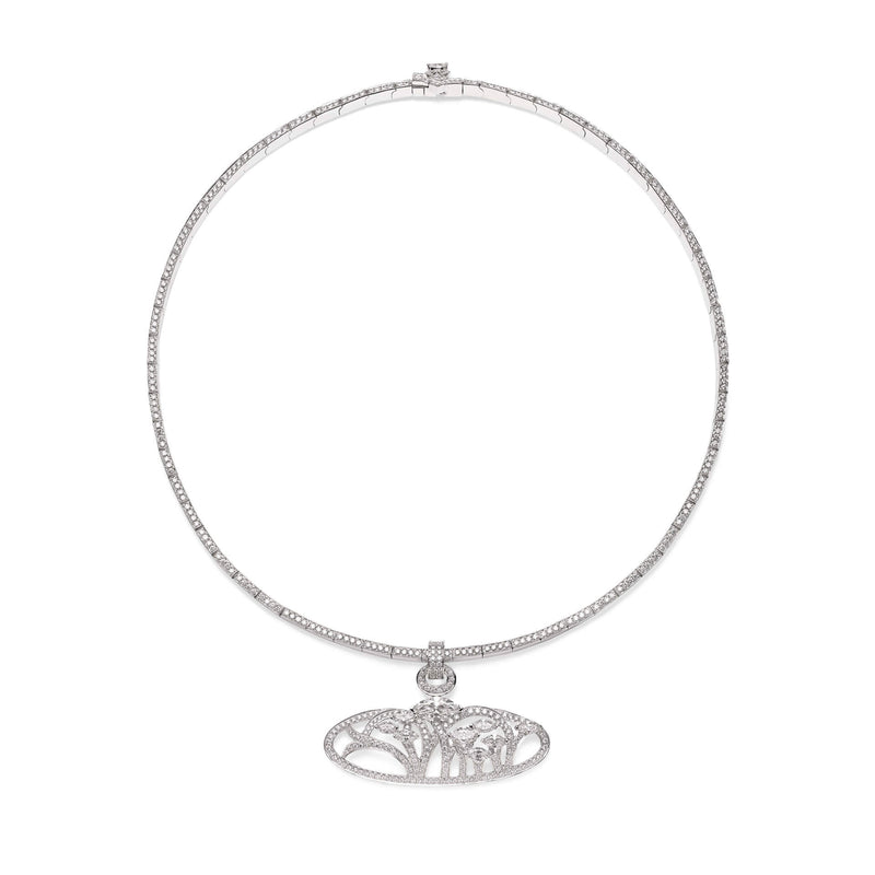 Wood on the Downs Marquise Diamond Platinum Necklace