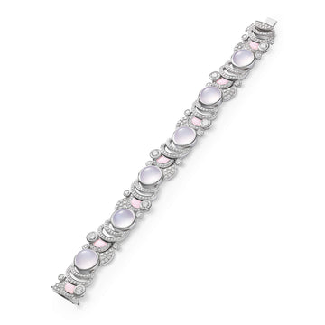 Raindrop Moonstone Pink Opal White Gold Bracelet
