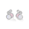 Raindrop Moonstone Pink Opal White Gold Stud Earrings