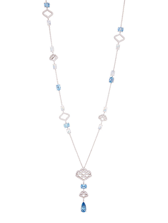 Woodland Aquamarine Moonstone White Gold Necklace