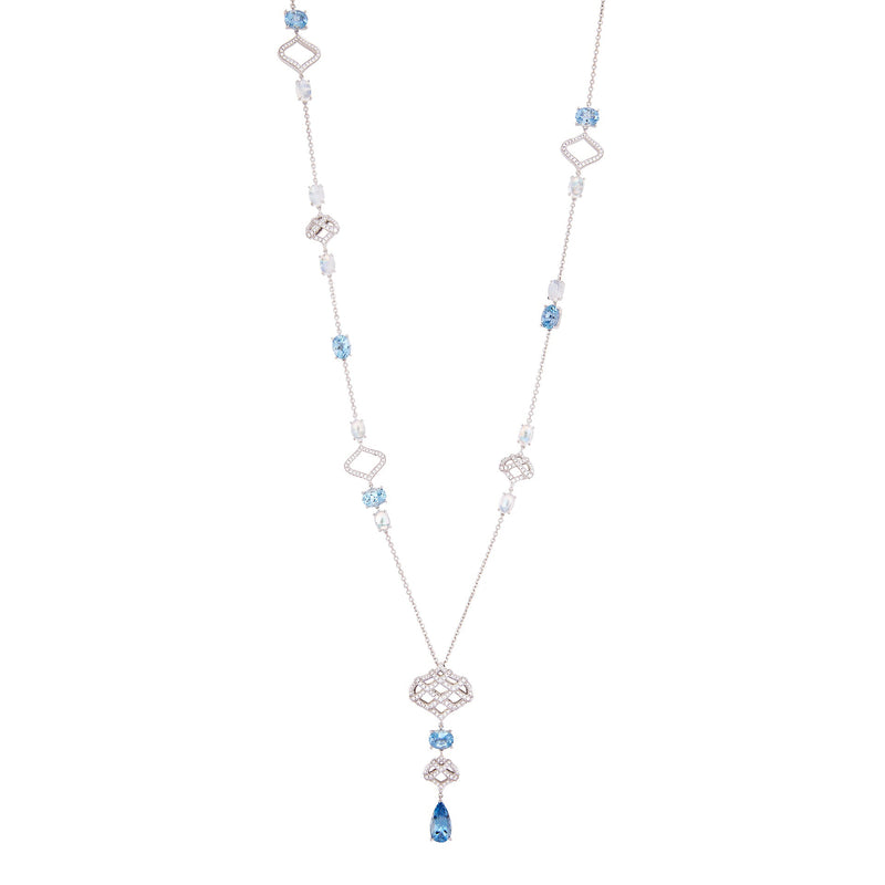Woodland Aquamarine Moonstone White Gold Necklace