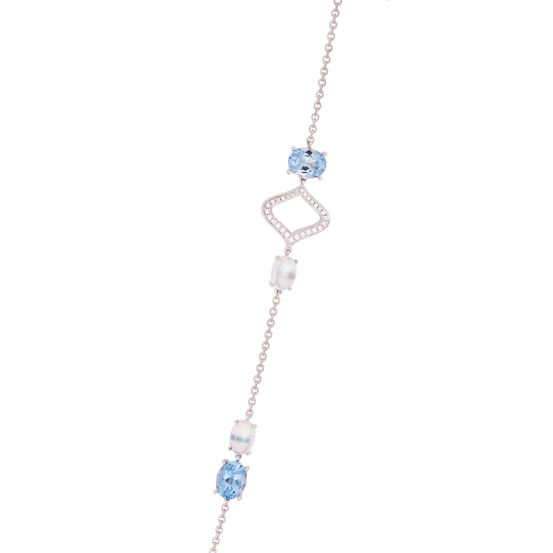 Woodland Aquamarine Moonstone White Gold Necklace