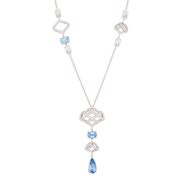 Woodland Aquamarine Moonstone White Gold Necklace