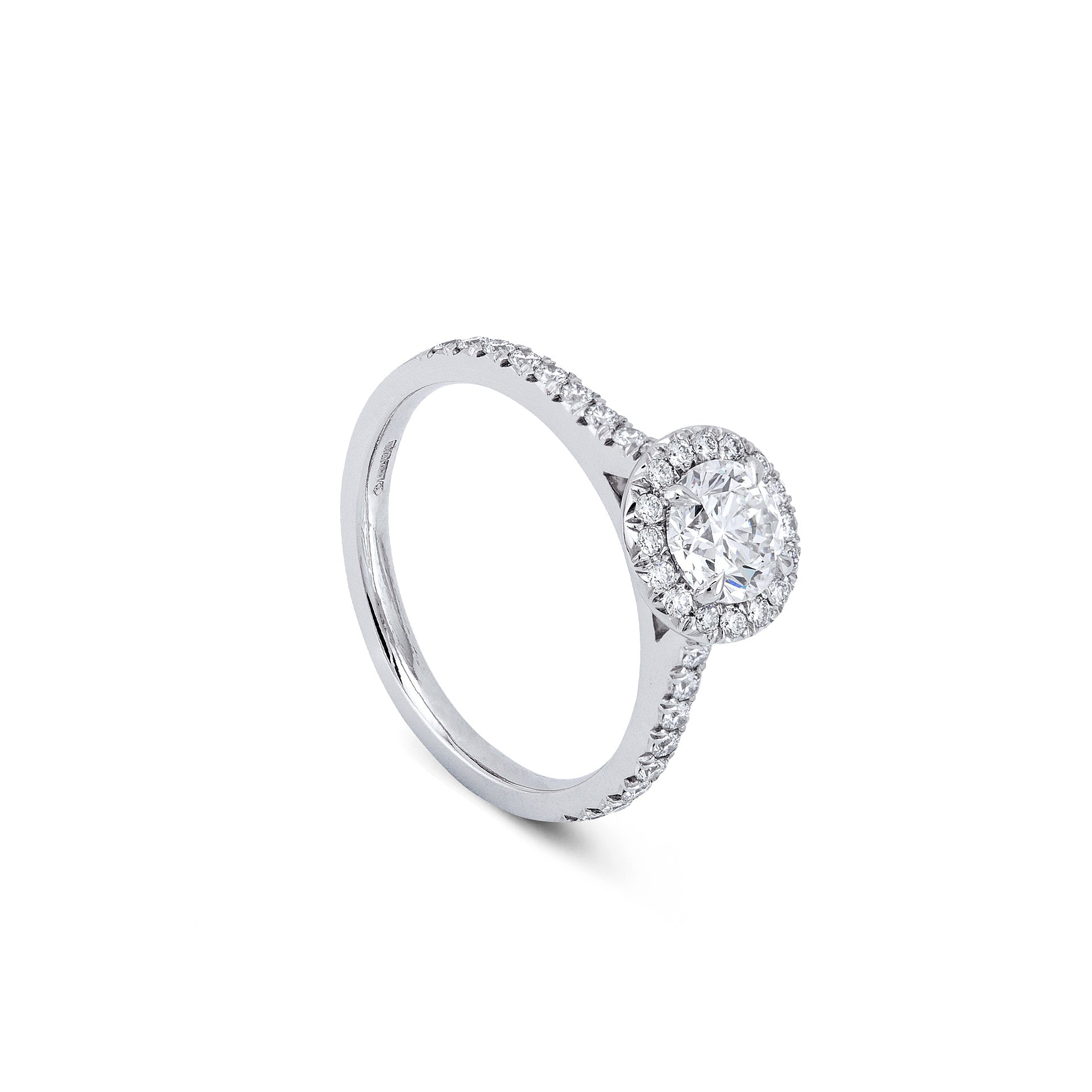 Vintage Round Platinum Diamond Engagement Ring 0.9 Carat FVS2