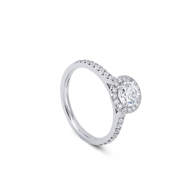 Vintage Round Platinum Diamond Engagement Ring 0.9 Carat FVS1