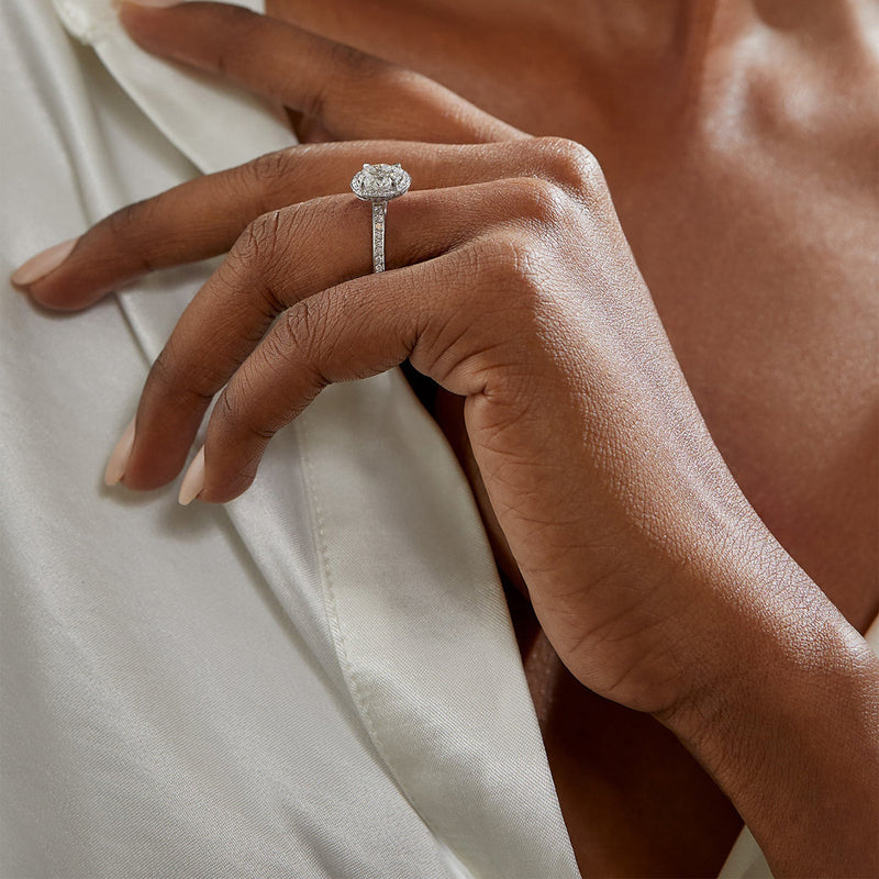 Vintage Round Platinum Diamond Engagement Ring