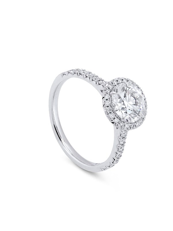 Vintage Round Platinum Diamond Engagement Ring