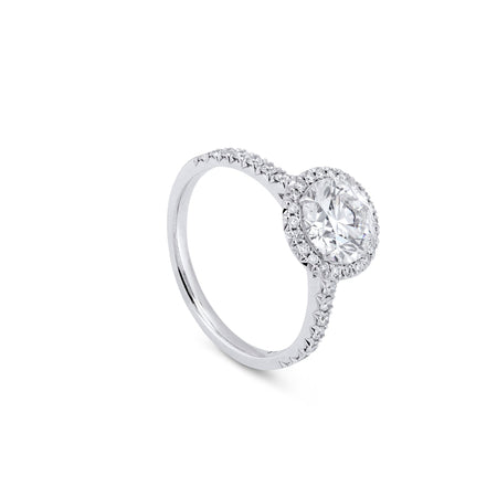 Vintage Round Platinum Diamond Engagement Ring