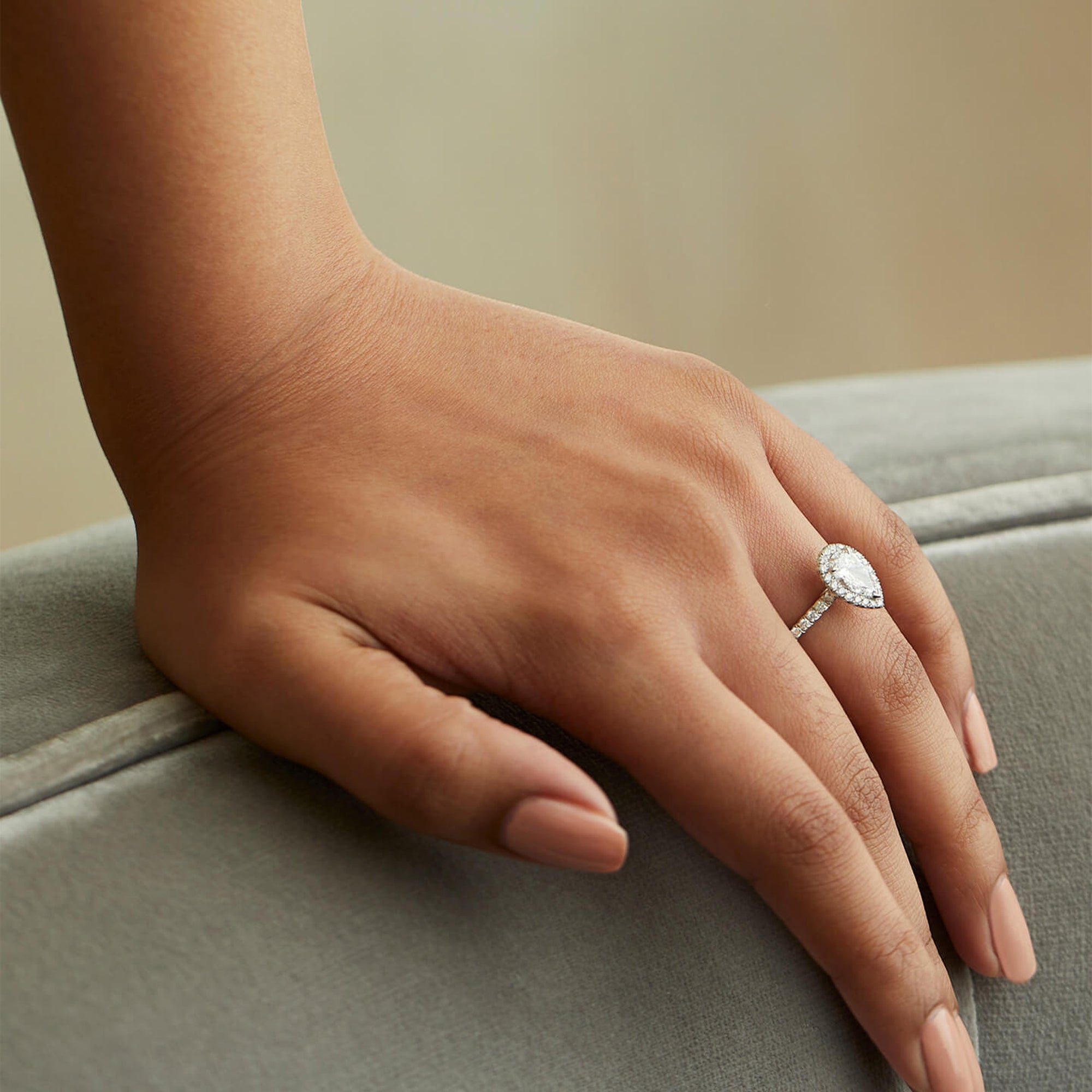 Vintage Pear Cut Platinum Diamond Engagement Ring