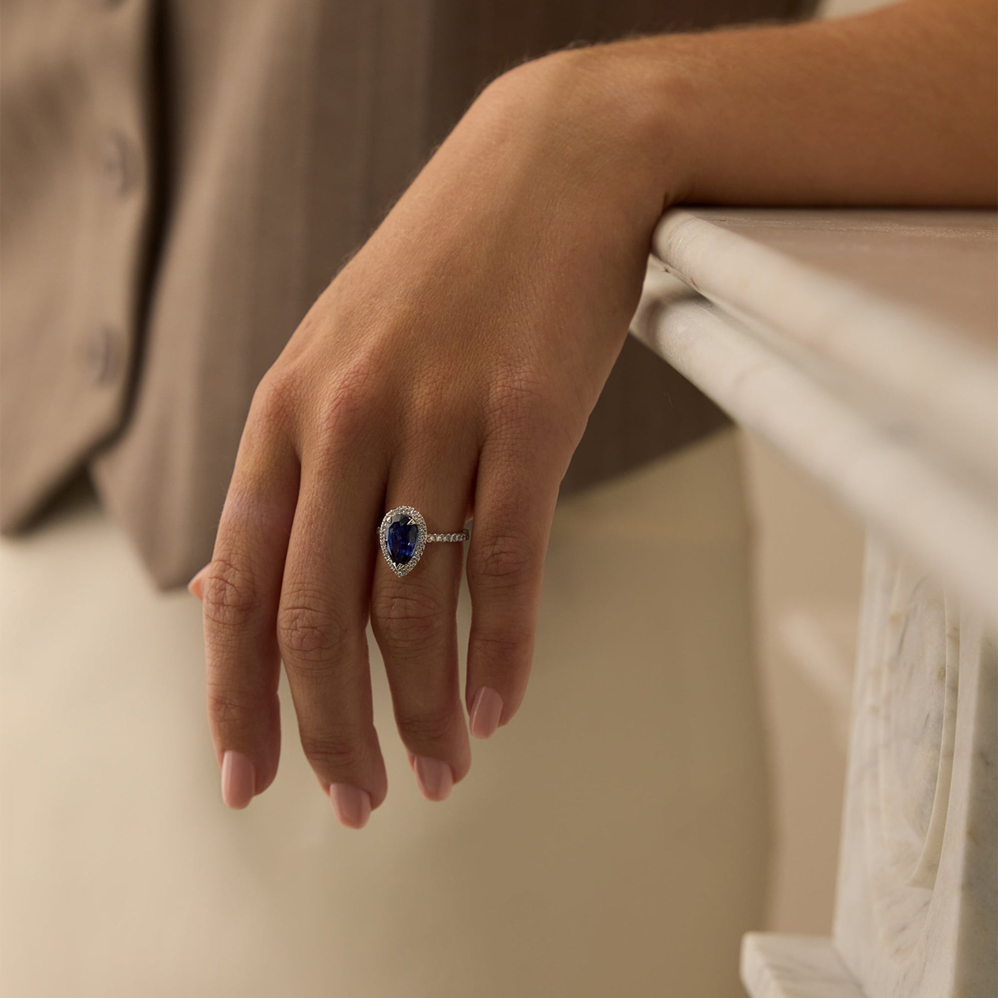 Vintage Pear Blue Sapphire Engagement Ring | Boodles