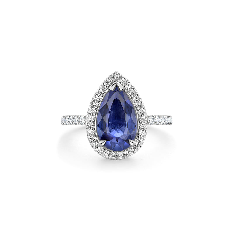 Vintage Pear Blue Sapphire Engagement Ring