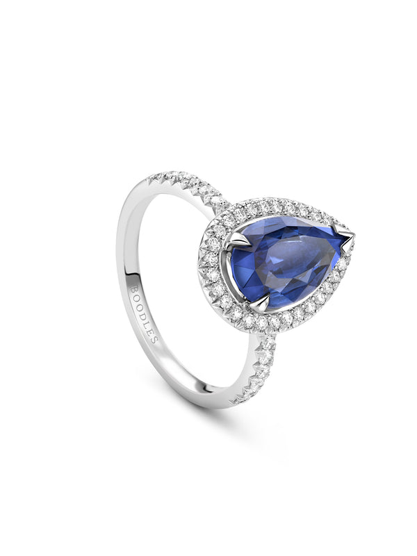 Vintage Pear Blue Sapphire Engagement Ring
