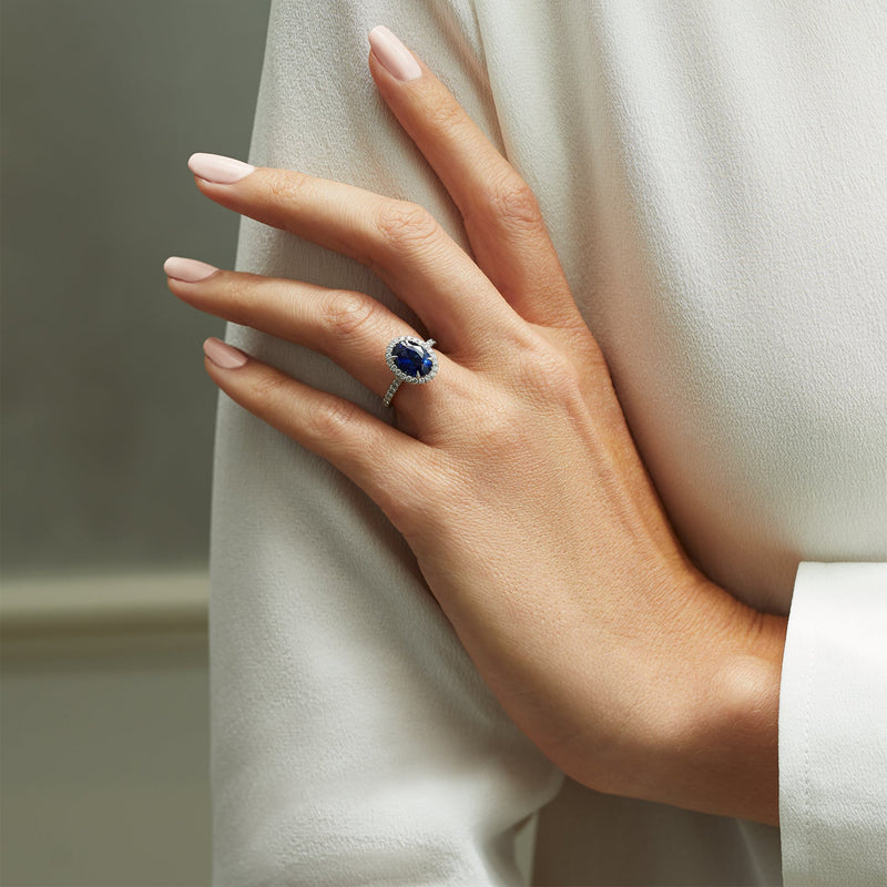 Vintage Oval Blue Sapphire Engagement Ring