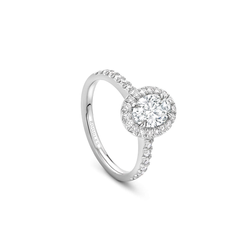 Vintage Oval Platinum Diamond Engagement Ring