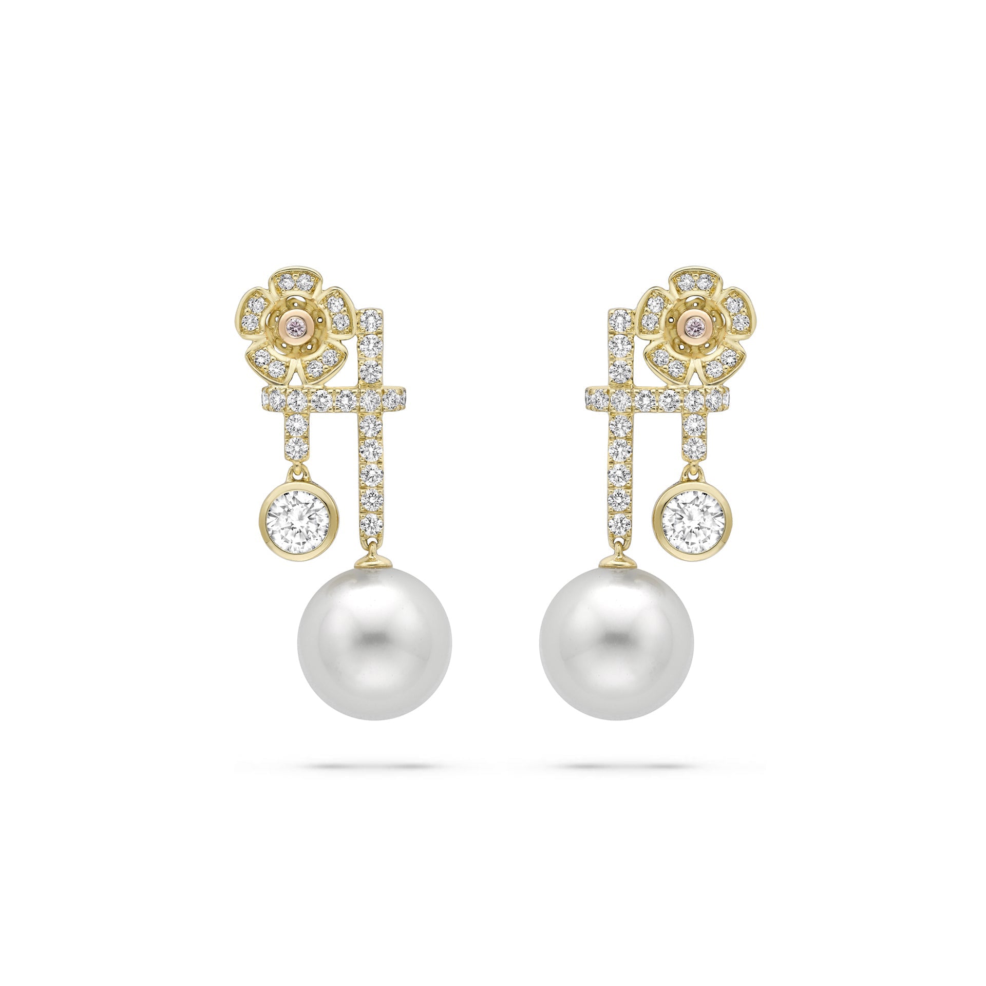 Secret Garden Pearl Yellow Gold Earrings
