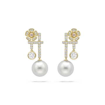 Secret Garden Pearl Yellow Gold Earrings
