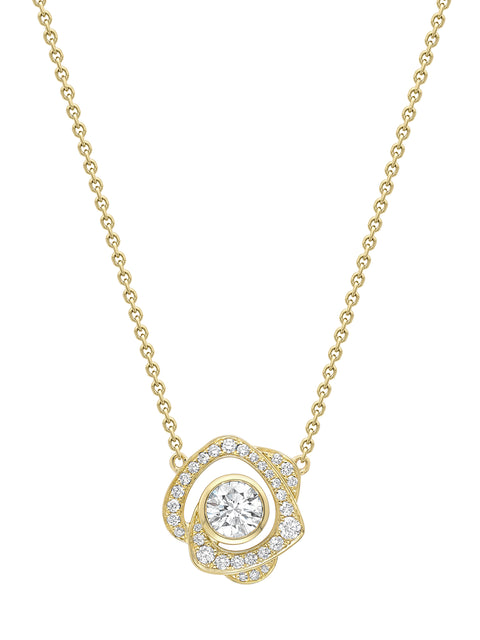 Maymay Rose Large Diamond Yellow Gold Pendant