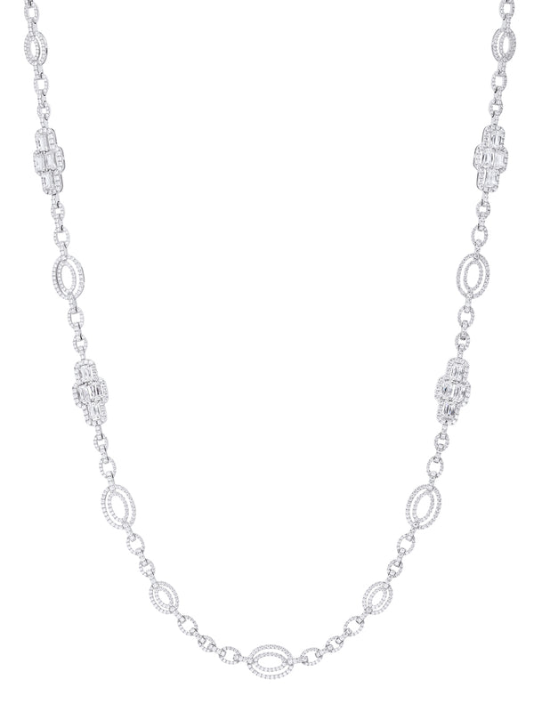 Ashoka Link Long White Gold Diamond Necklace