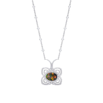 Peacock Opal Diamond Pendant