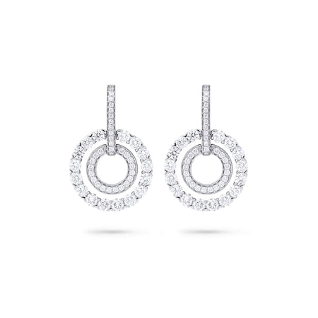 Roulette Double Hoop White Gold Diamond Earrings