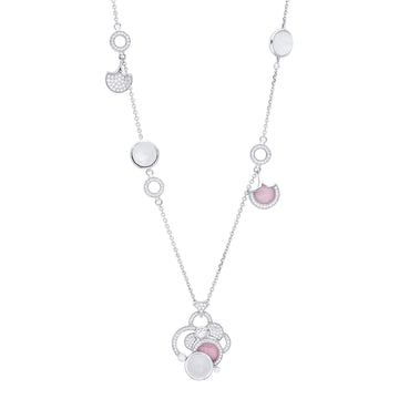Raindrop Moonstone Pink Opal White Gold Necklace