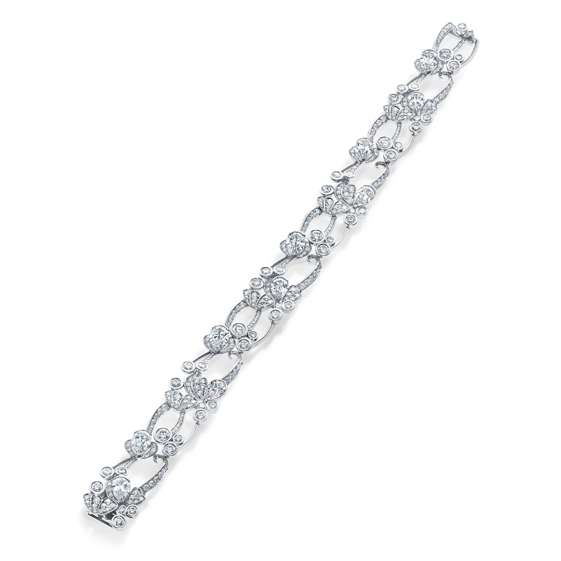 Chalk Stream Open Platinum Diamond Bracelet