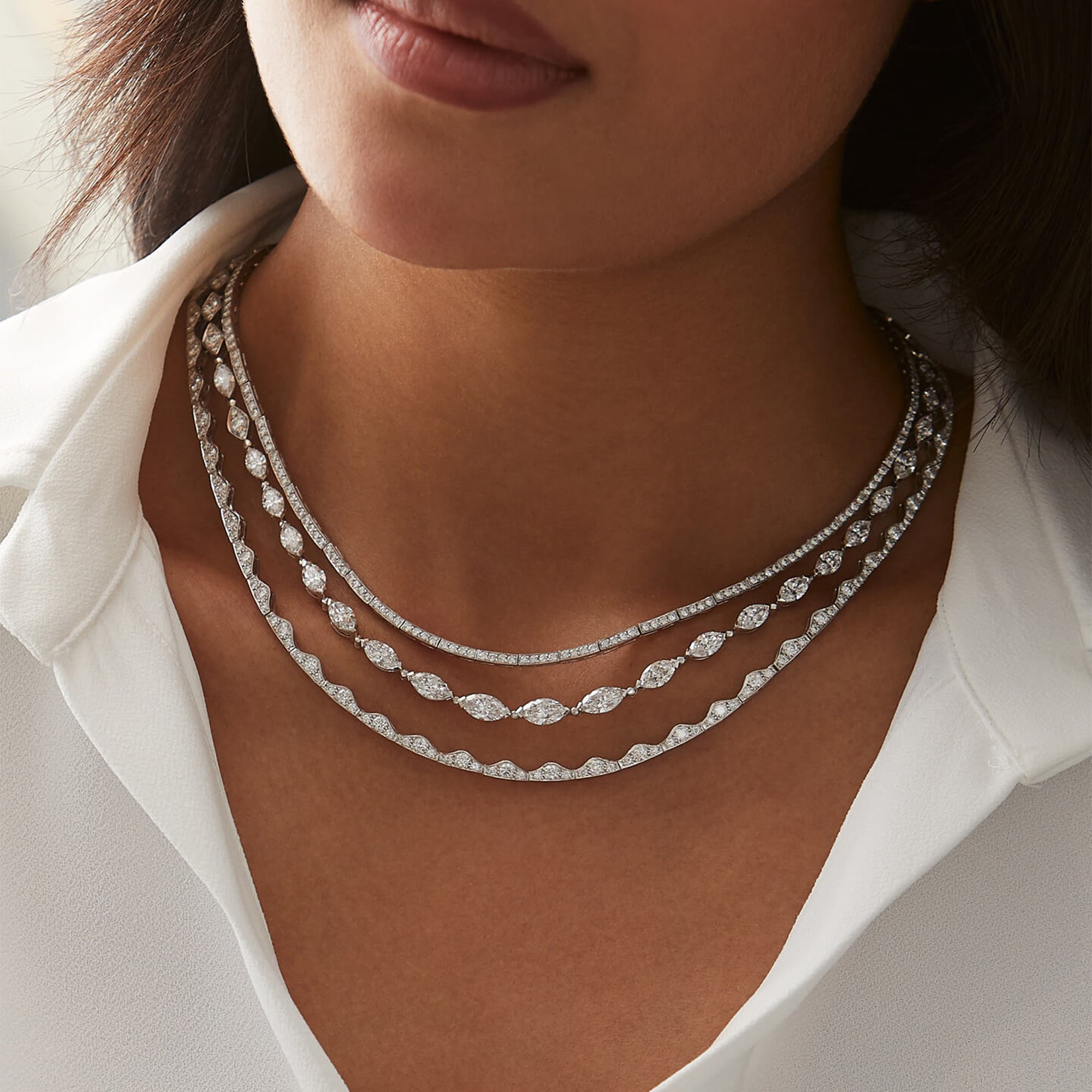 The Tide Triple Row Diamond Collar