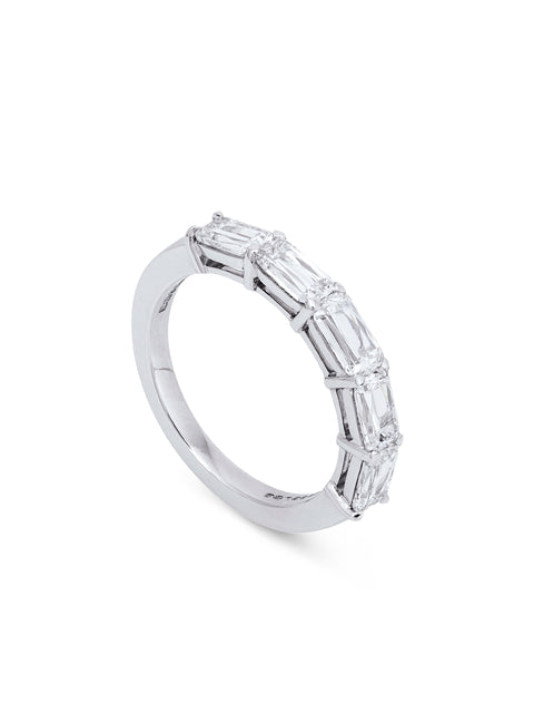 Classic Ashoka Diamond Platinum Semi Eternity Ring