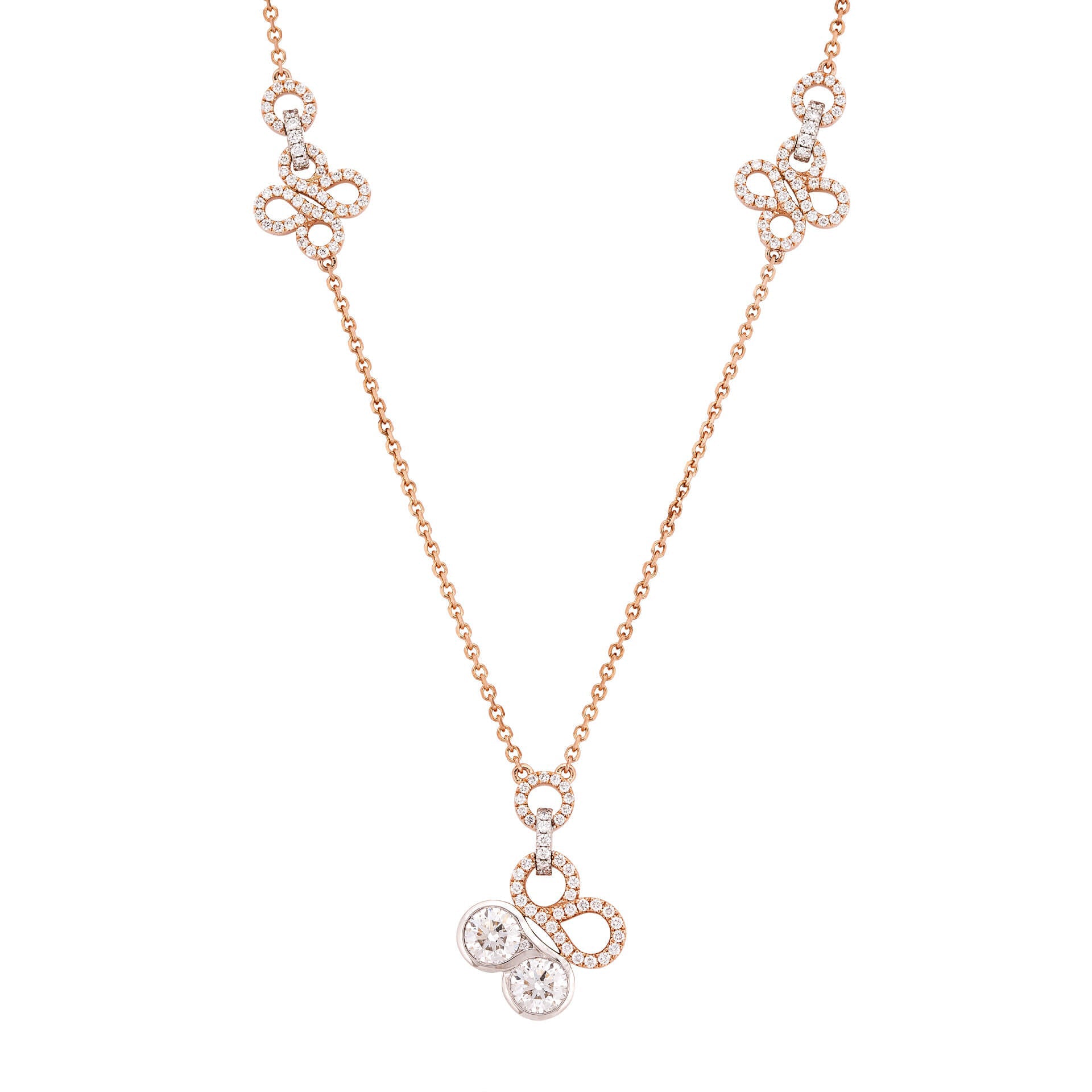 Be Boodles Large Rose Gold Diamond Pendant