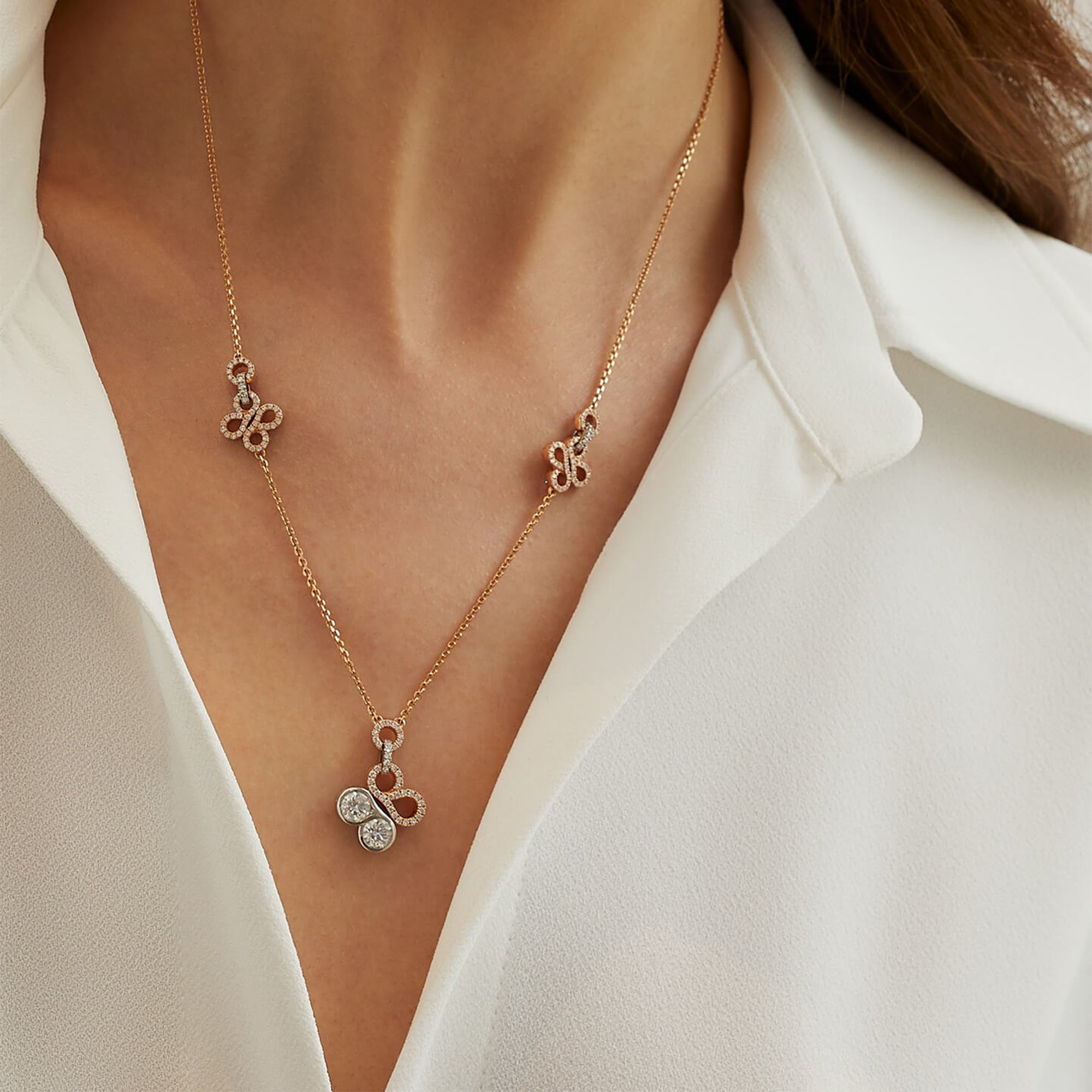 Be Boodles Large Rose Gold Diamond Pendant