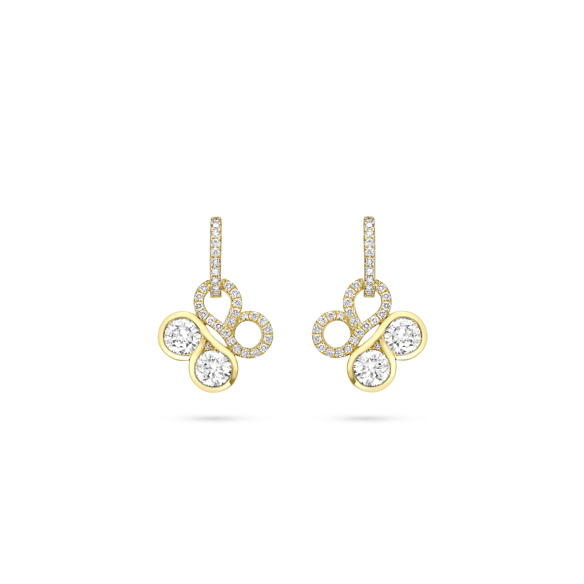 Be Boodles Large Yellow Gold Diamond Drop Earrings