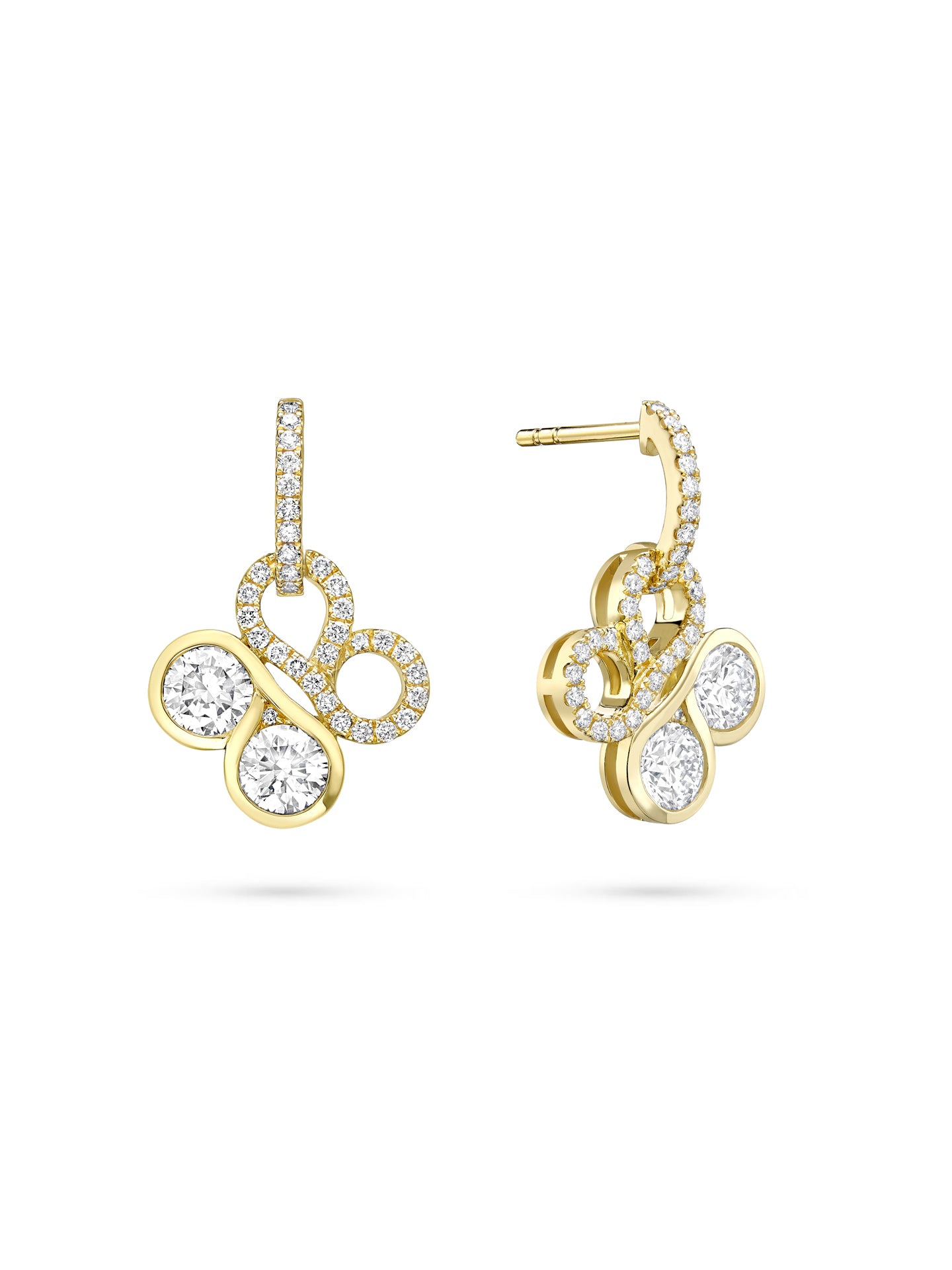 Be Boodles Large Yellow Gold Diamond Drop Earrings