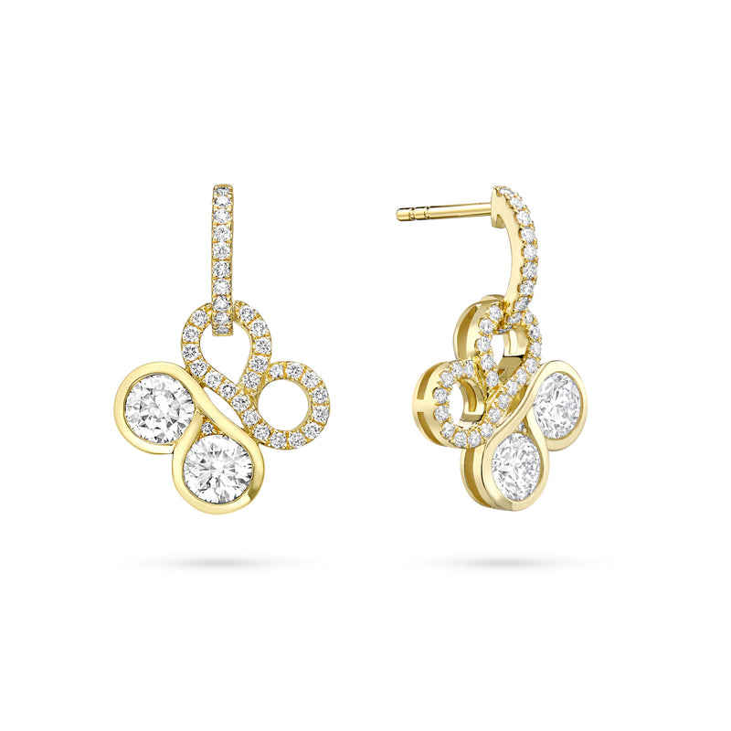 Be Boodles Large Yellow Gold Diamond Drop Earrings