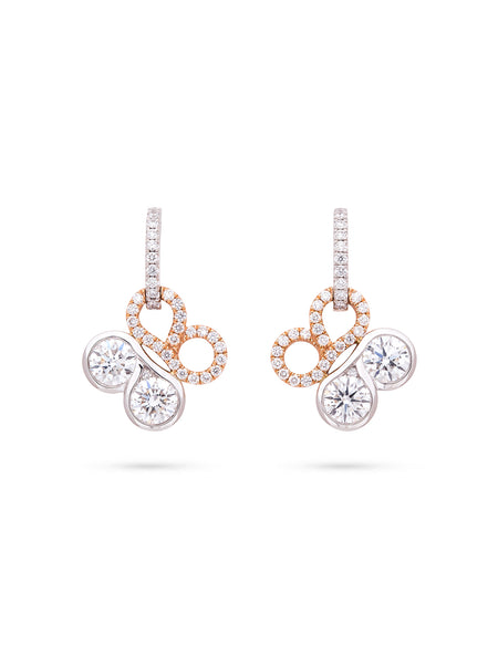 Be Boodles Large Platinum and Rose Gold Diamond Earrings