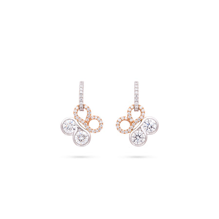 Be Boodles Large Platinum and Rose Gold Diamond Earrings
