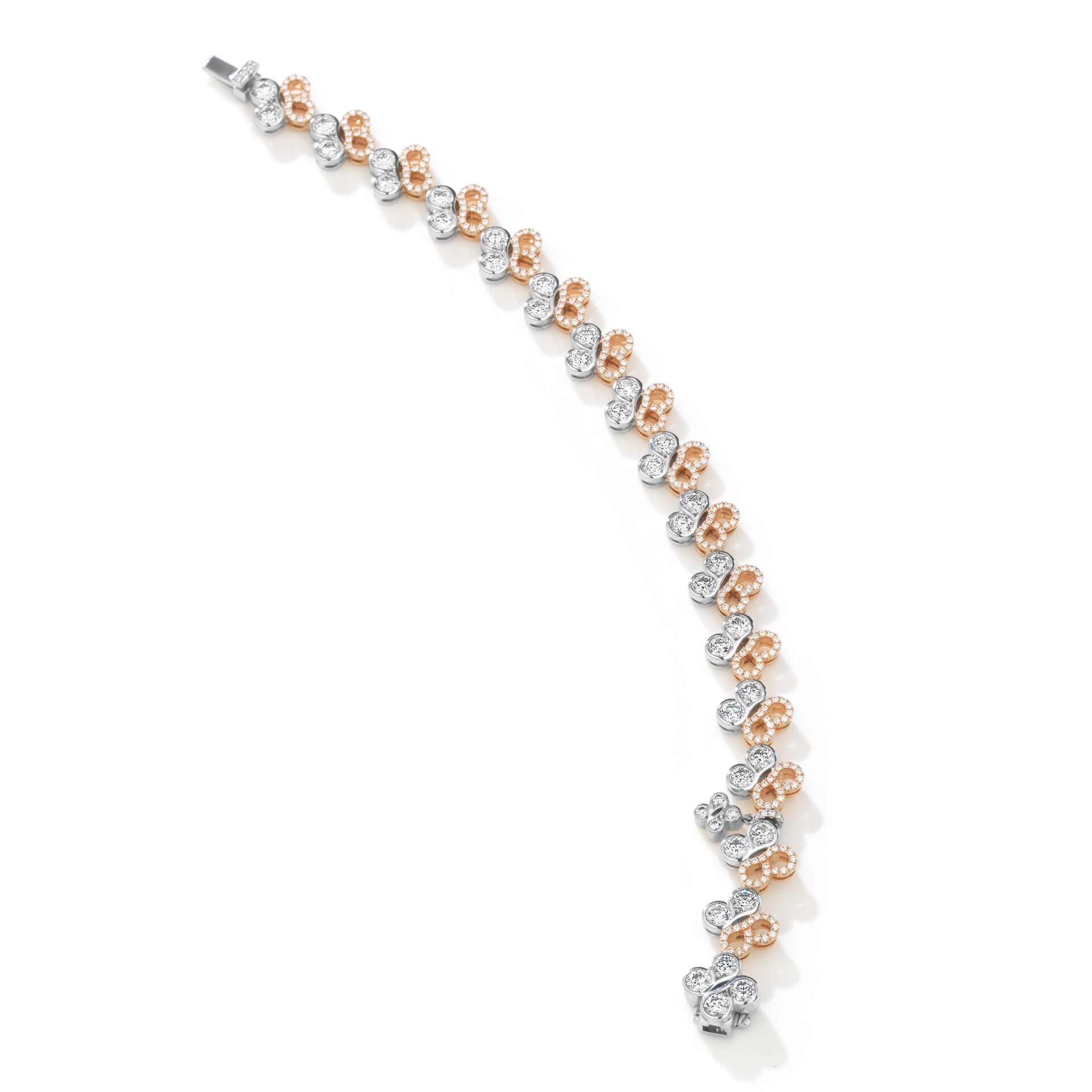 Be Boodles Large Rose Gold Platinum Diamond Bracelet