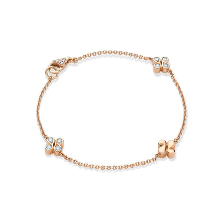 Be Boodles Rose Gold Triple Charm Bracelet