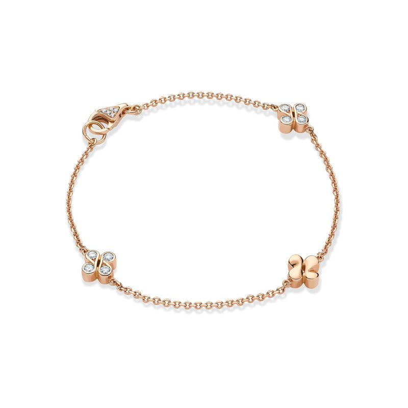 Be Boodles Rose Gold Triple Charm Bracelet