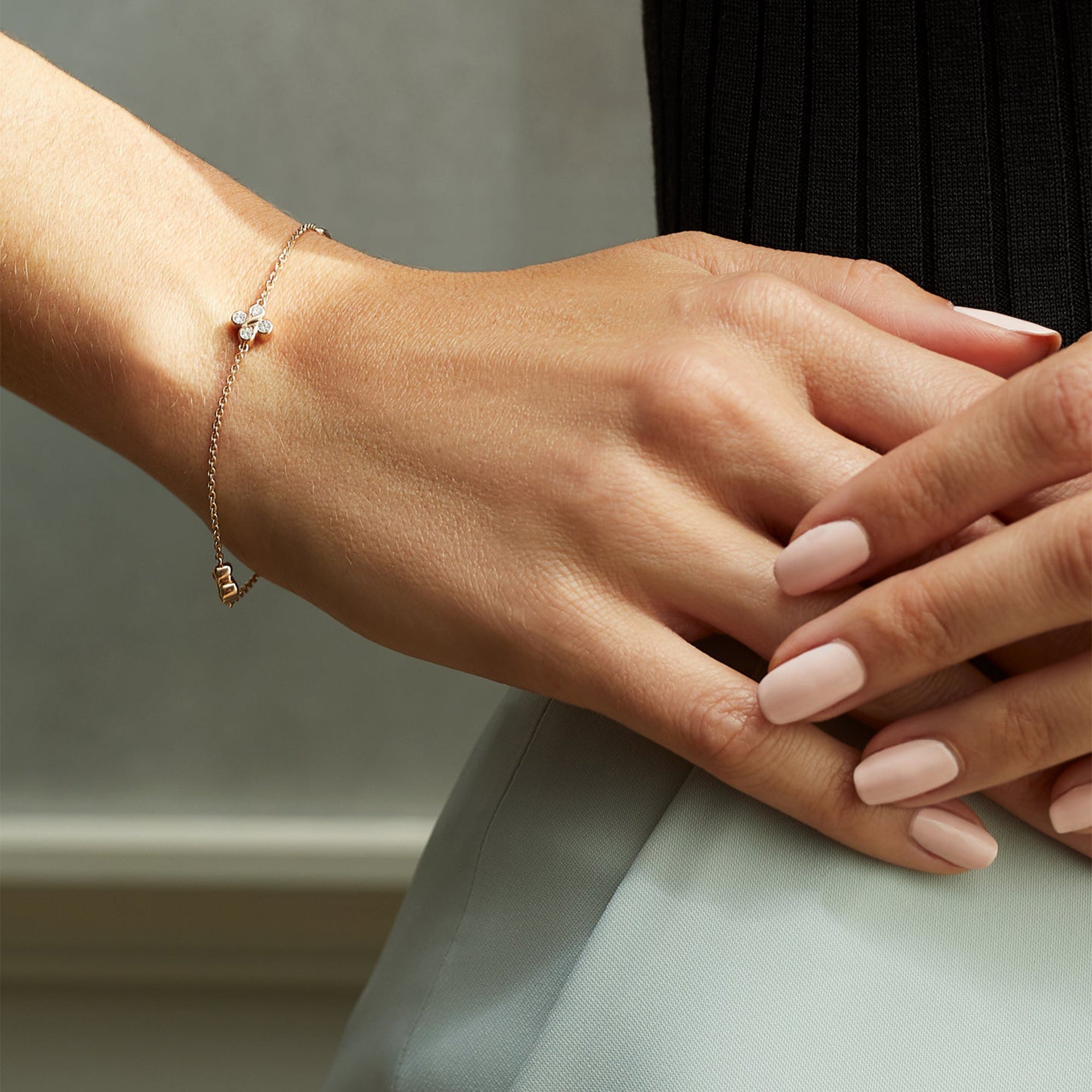 Be Boodles Rose Gold Triple Charm Bracelet