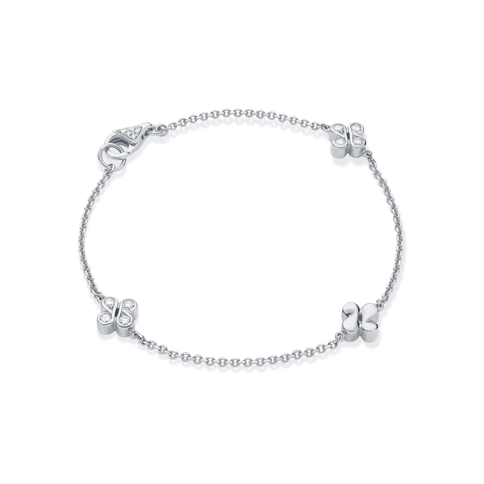 Be Boodles White Gold Triple Charm Bracelet