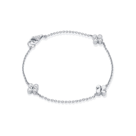 Be Boodles White Gold Triple Charm Bracelet