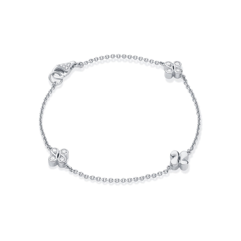 Be Boodles White Gold Triple Charm Bracelet
