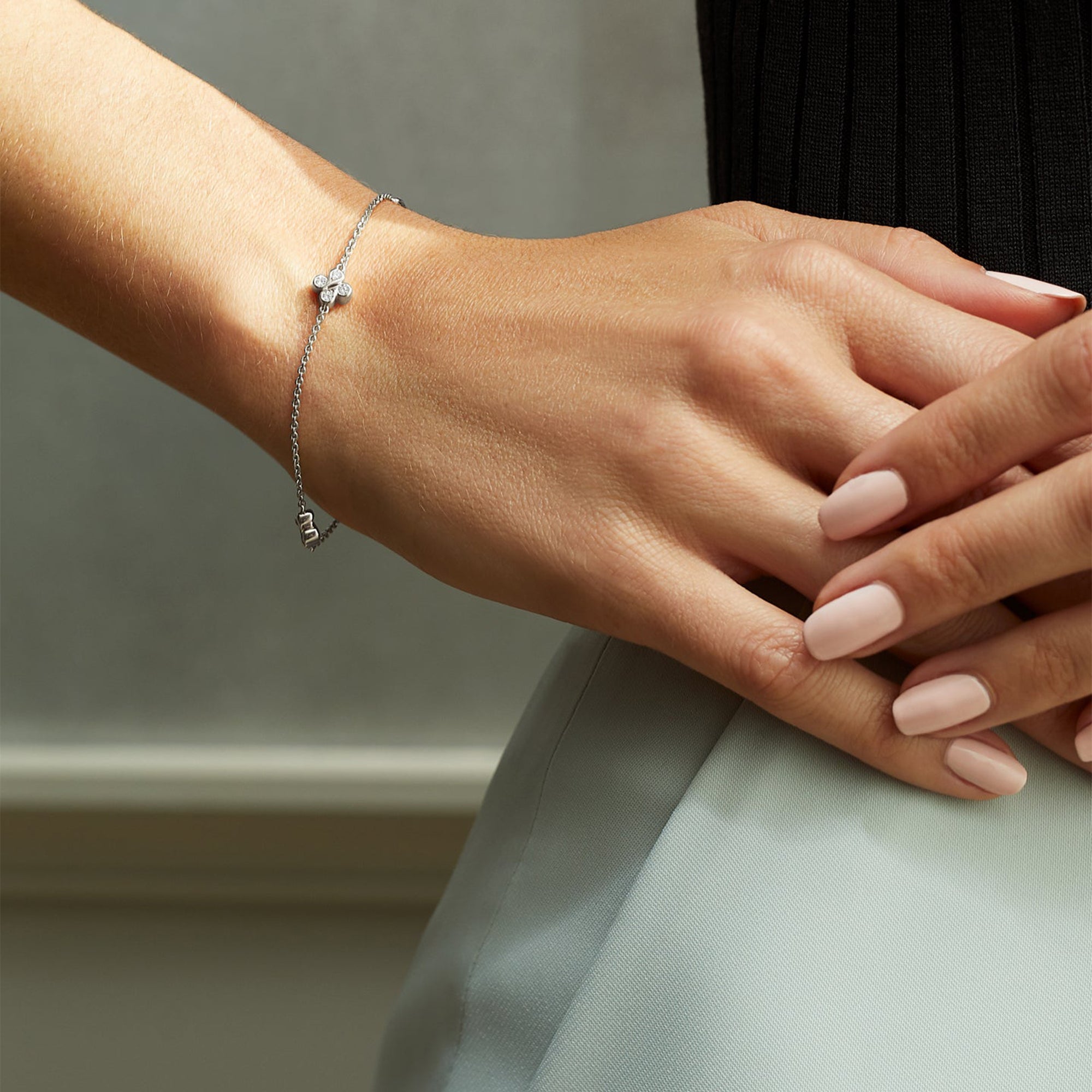 Be Boodles White Gold Triple Charm Bracelet