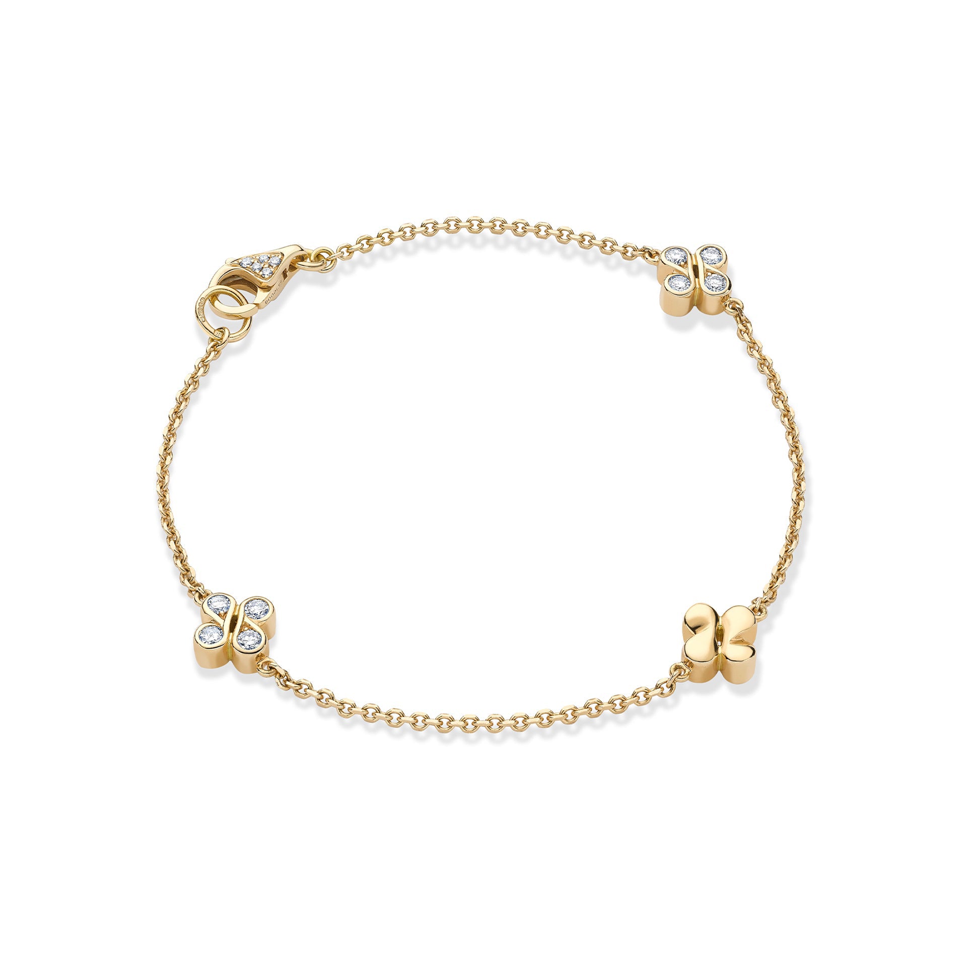 Be Boodles Yellow Gold Triple Charm Bracelet