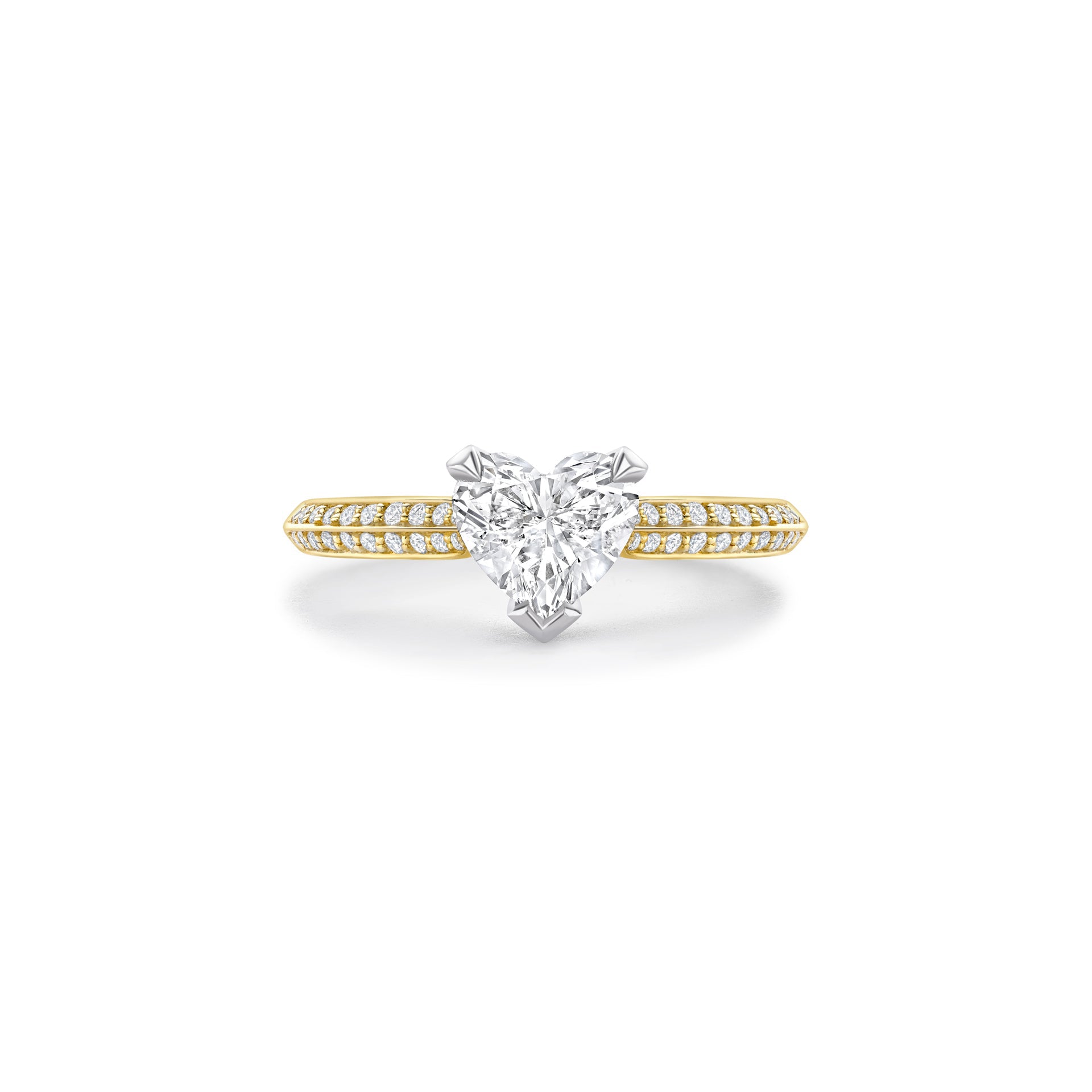 Petal Heart Yellow Gold Diamond Engagement Ring