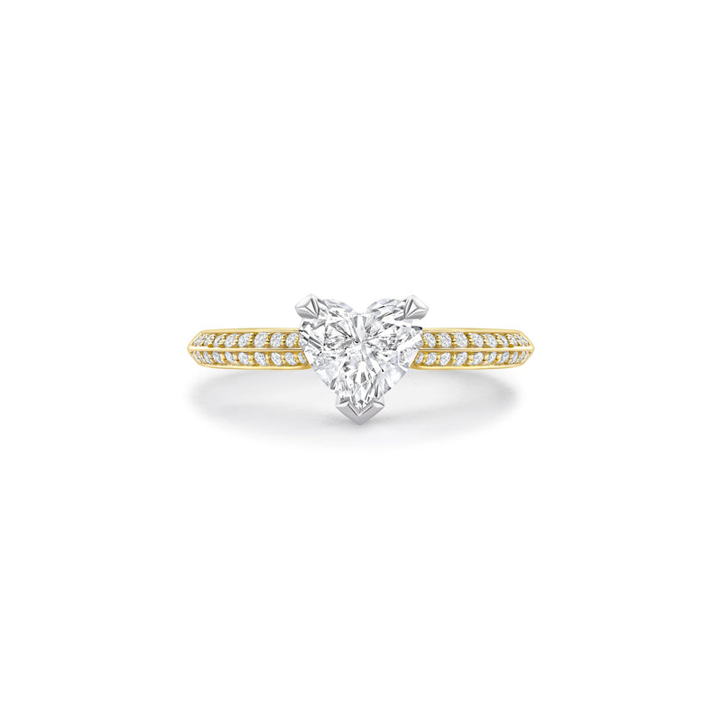 Petal Heart Yellow Gold Diamond Engagement Ring