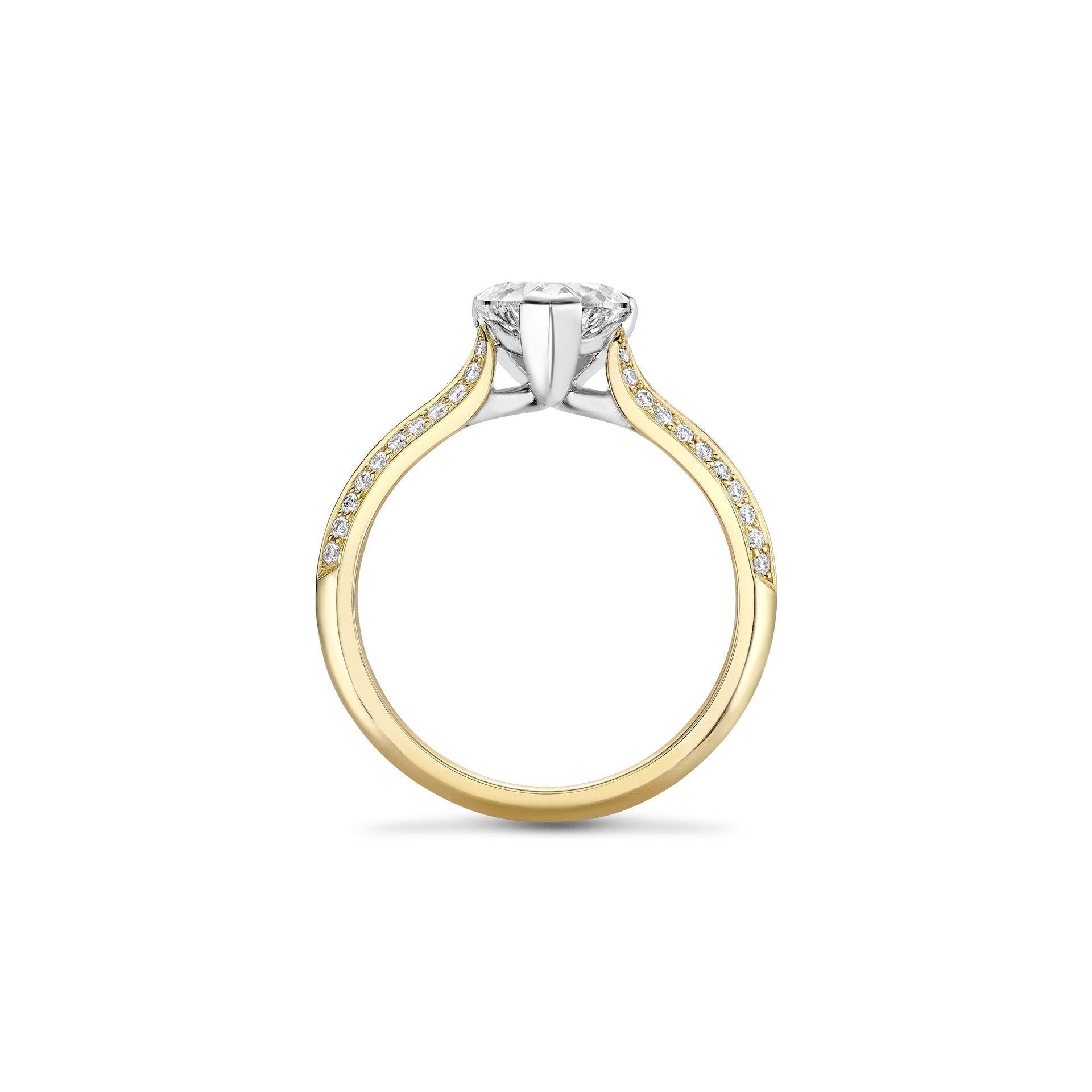 Petal Heart Yellow Gold Diamond Engagement Ring